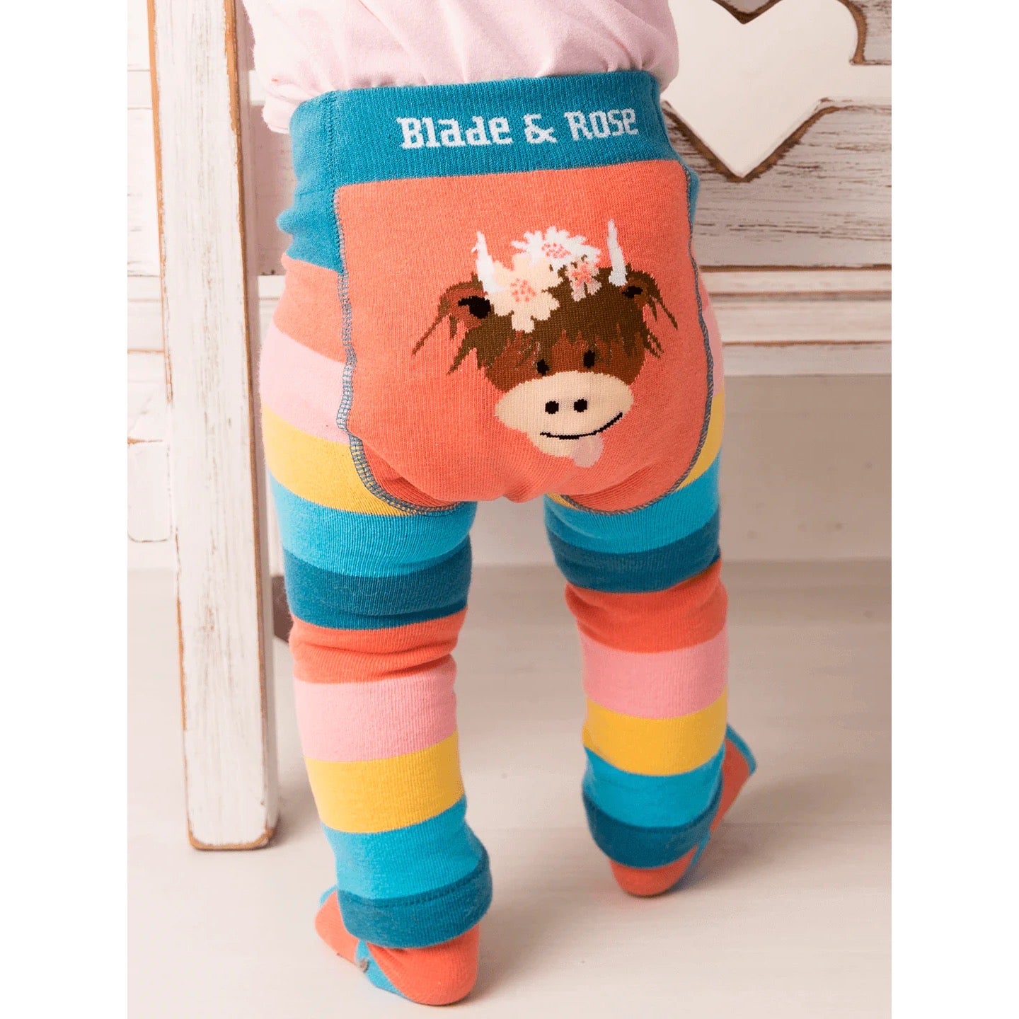 Blade & Rose Bonnie Highland Cow Knitted Leggings Aw Clothing 0-6M / Multi,6-12M / Multi,12-24M / Multi