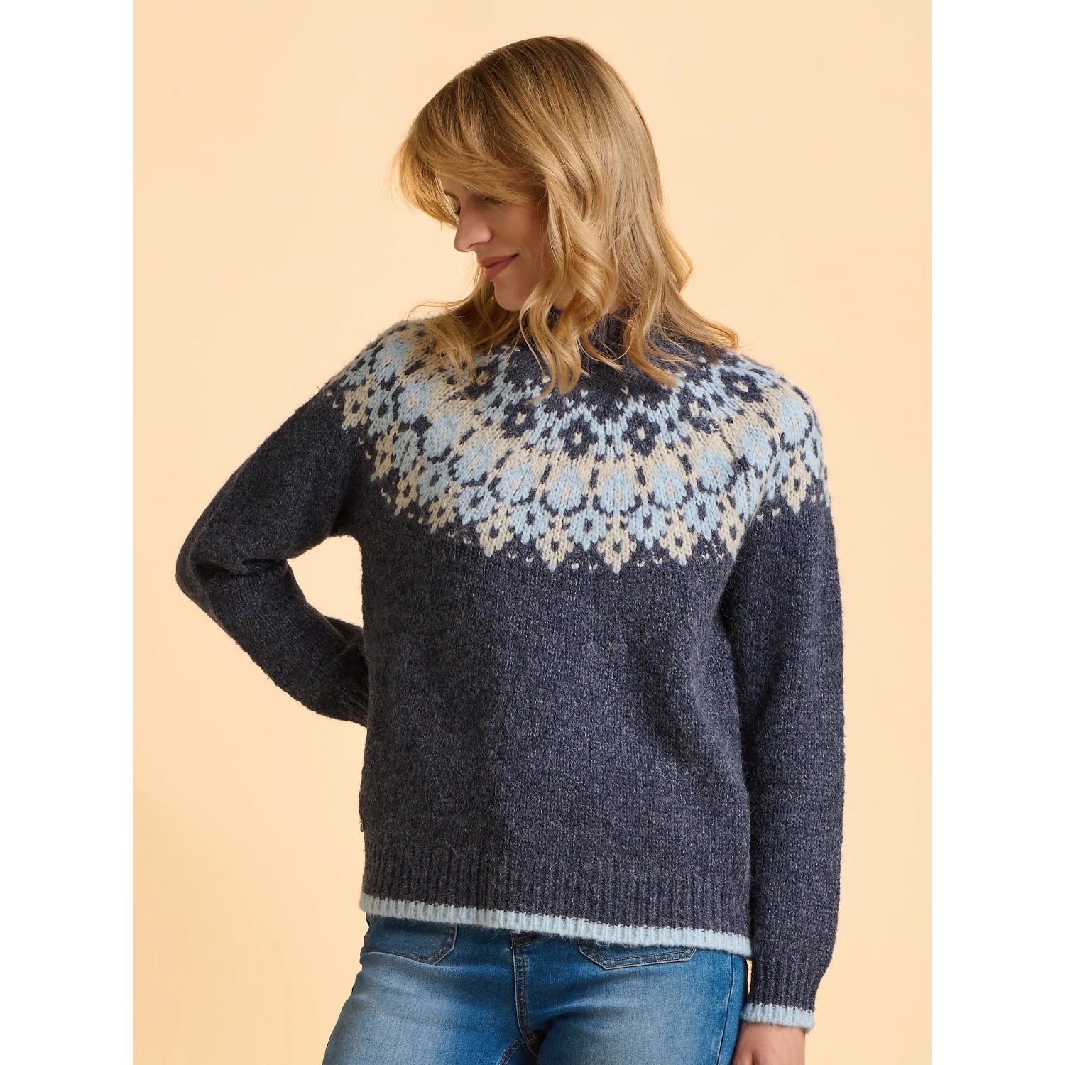 Brakeburn Womens Windswept Fairisle Jumper Blue Clothing UK8 / Blue,UK10 / Blue,UK12 / Blue,UK14 / Blue,UK16 / Blue