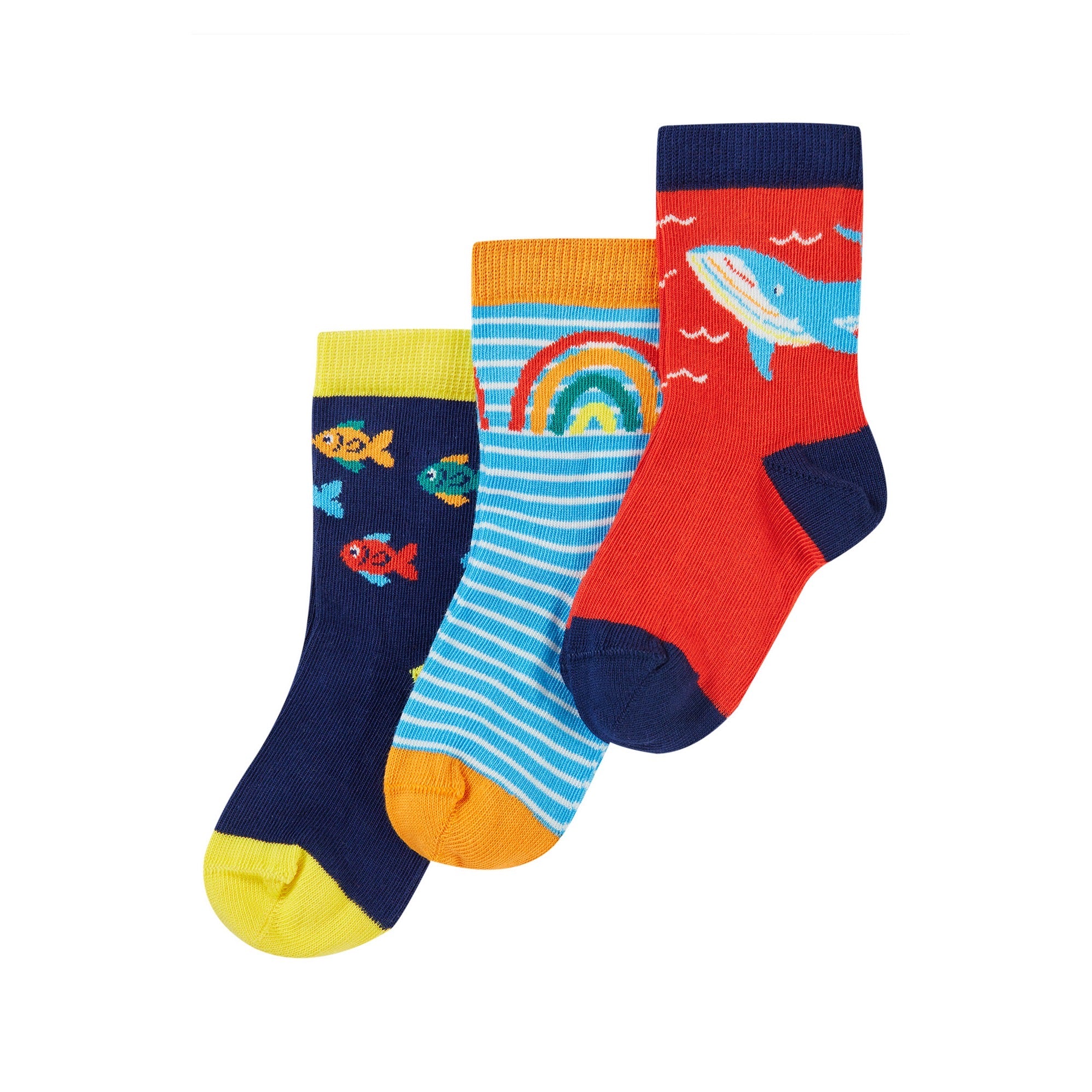 Frugi 3 Pack Infant Socks Lm2na Rainbow Sea Clothing 0-6M / Multi,6-12M / Multi,1-2YRS / Multi,2-4YRS / Multi