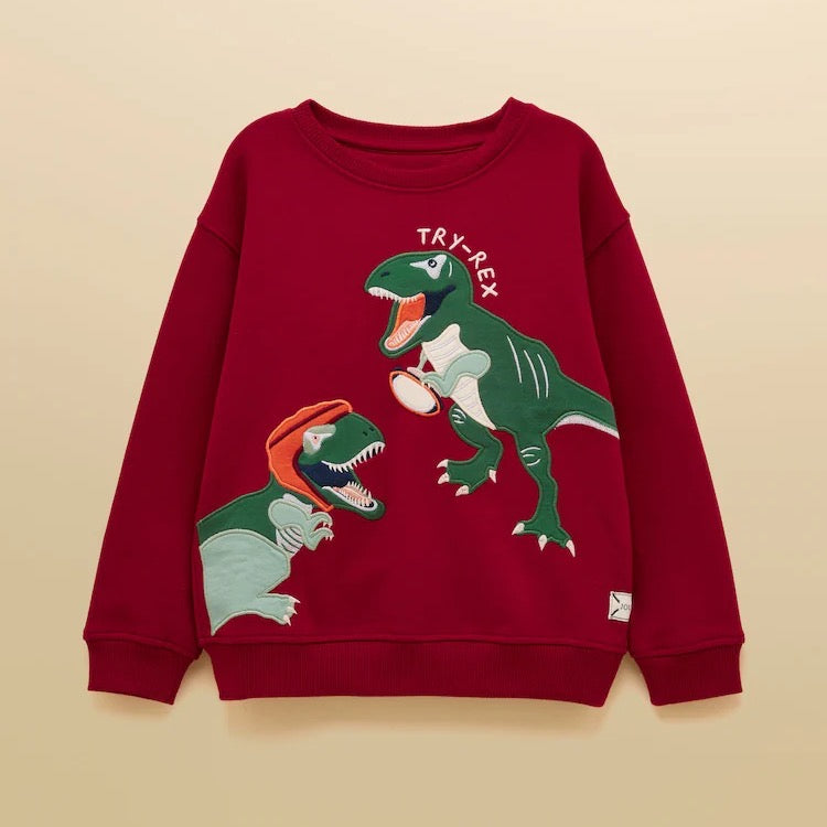 Joules Boys Artwork Sweatshirt F11935 Dino Clothing 2YRS / Port,3YRS / Port,4YRS / Port,5YRS / Port,6YRS / Port