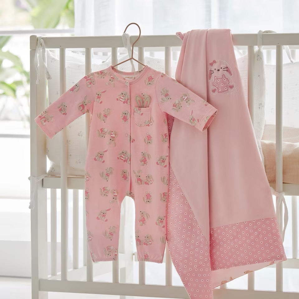 Mayoral Baby Girls Bunny Sleepsuit 1707 Pink Clothing 0-1M / Pink,1-2M / Pink,2-4M / Pink,4-6M / Pink,6-9M / Pink