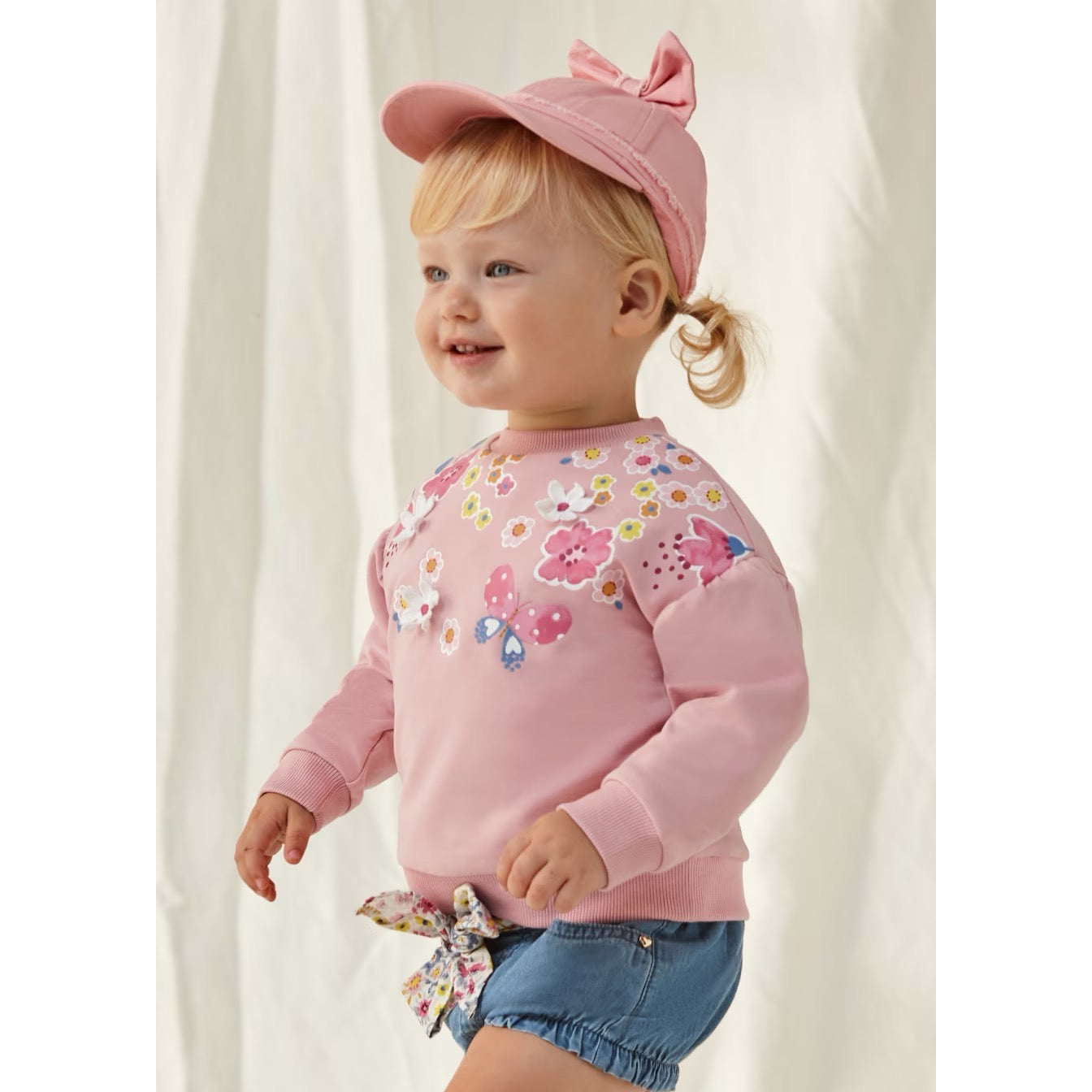 Mayoral Infant Girls Floral Sweatshirt 1432 Clothing 6M / Pink,9M / Pink,12M / Pink,18M / Pink,24M / Pink