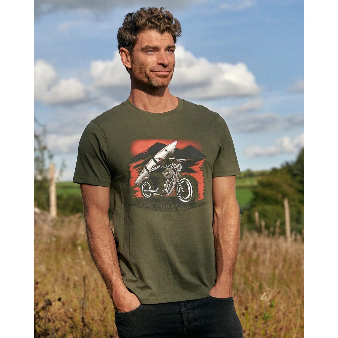 Saltrock Mens Skelly Rider T-Shirt Clothing SMALL ADULT / Khaki,MEDIUM ADULT / Khaki,LARGE ADULT / Khaki,XL ADULT / Khaki