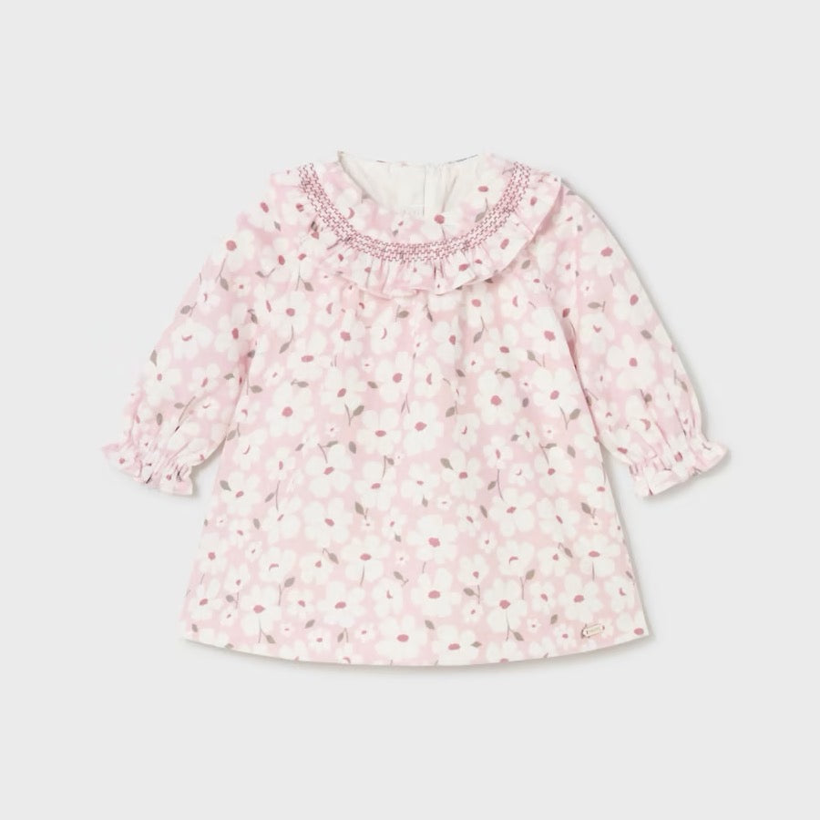 Mayoral Baby Girls Velvet Dress 2840 Pale Pink Clothing 4-6M / Pale Pink,12M / Pale Pink,18M / Pale Pink