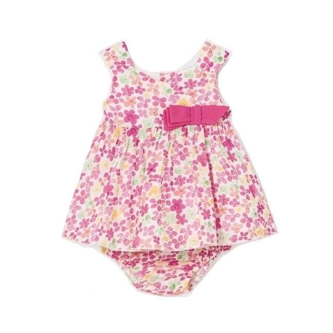 Mayoral Baby Girls Dress 1824 Pink Bow Clothing 4-6M / Pink,6-9M / Pink,12M / Pink