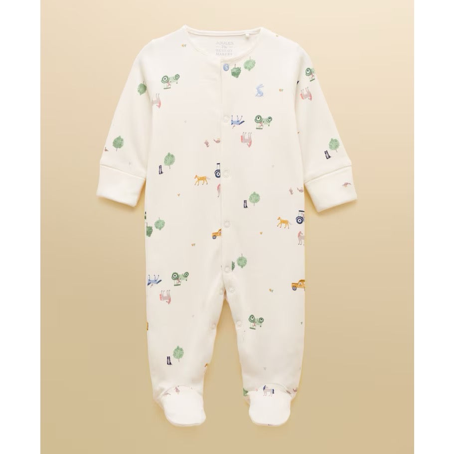 Joules Razamataz Sleepsuit An295819 Cream Farm Clothing NEWBORN / Cream,0-3M / Cream,3-6M / Cream,6-9M / Cream