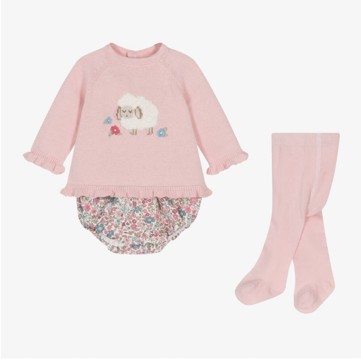 Mayoral Baby Girls Knit Set 2243 Pink Sheep Clothing 2-4M / Pink,4-6M / Pink,6-9M / Pink,12M / Pink