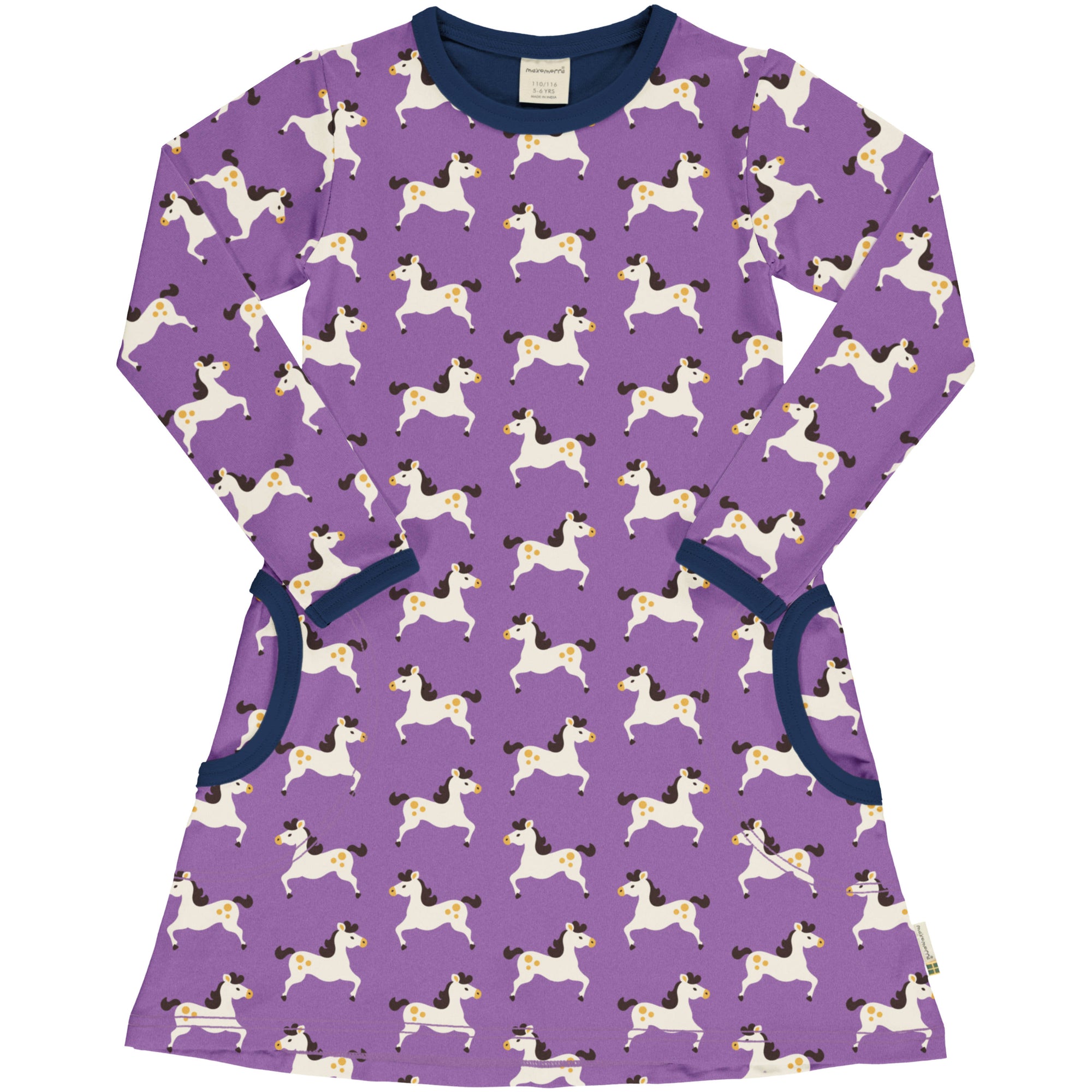 Maxomorra Horse Pocket Dress Aw23purple Clothing 3-4YRS / Purple,5-6YRS / Purple,7-8YRS / Purple,9-10YRS / Purple
