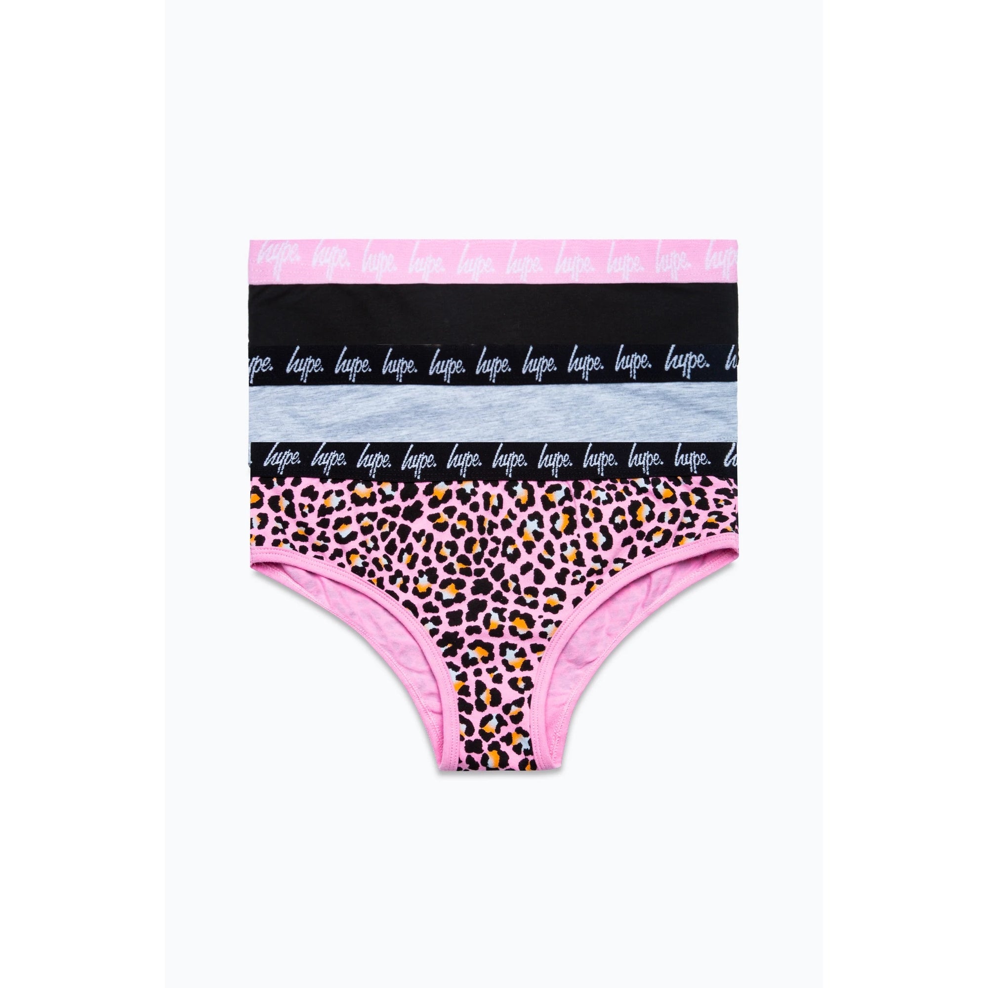 Hype 3 Pack Disco Leopard Briefs Twbt330 Clothing 7-8YRS / Pink,9-10YRS / Pink,11-12YRS / Pink