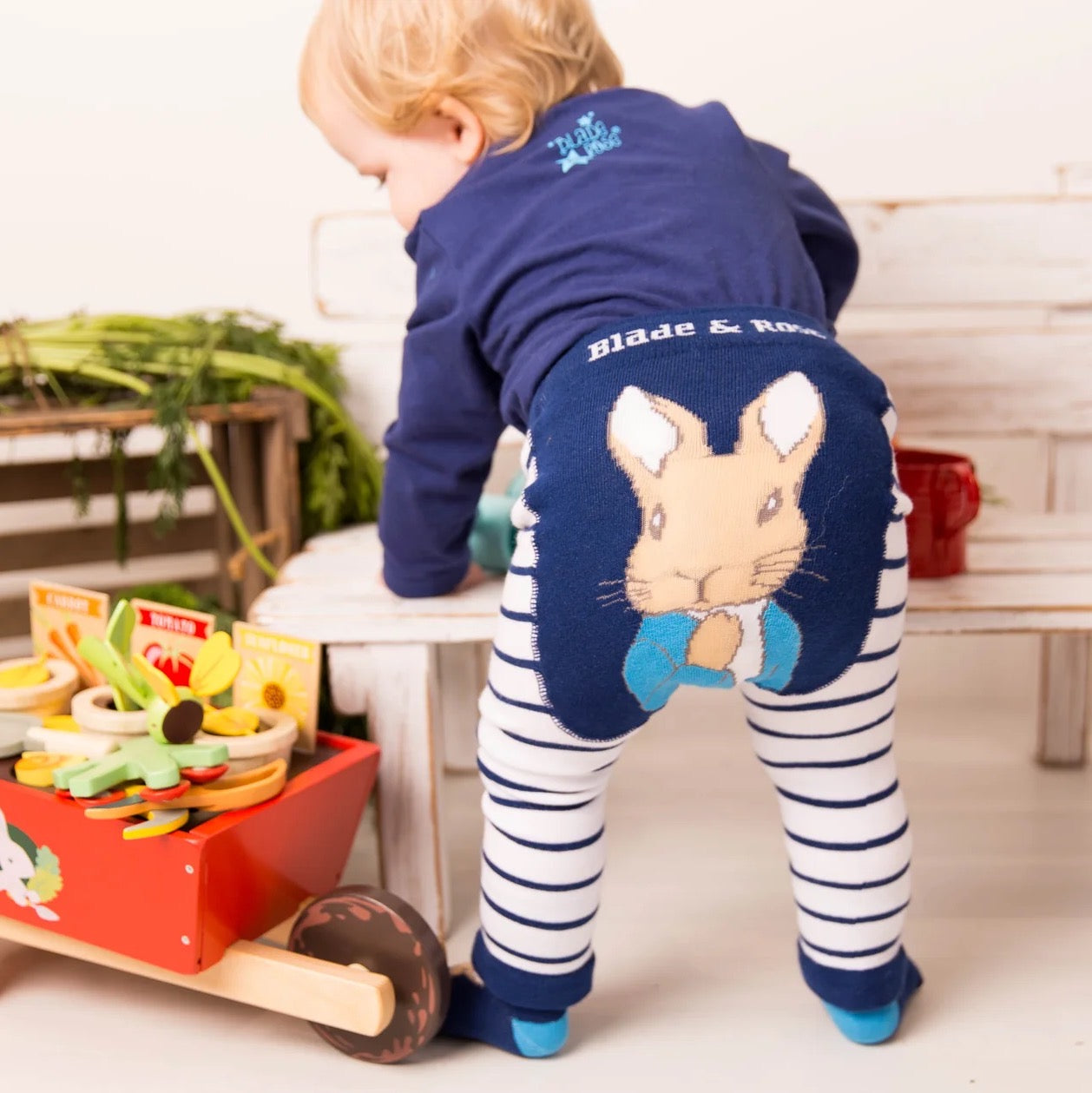 Blade & Rose Peter Rabbit Navy Cream Stripe Knitted Leggings Clothing 0-6M / Navy,6-12M / Navy,12-24M / Navy