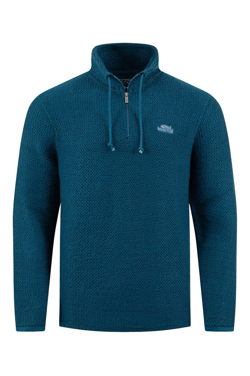 Weird Fish Mens Cruiser Quarter Zip Macaroni 202858 Sea Blue Clothing M / Blue,L / Blue,XL / Blue