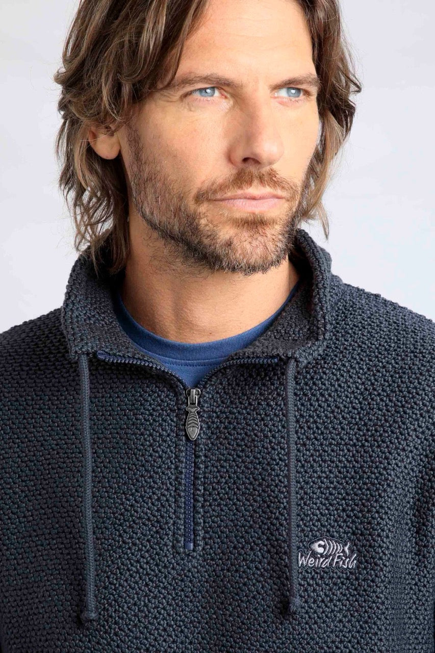 Weird Fish Mens Cruiser Quarter Zip Macaroni 202858 Navy Clothing S / Navy,M / Navy,L / Navy,XL / Navy