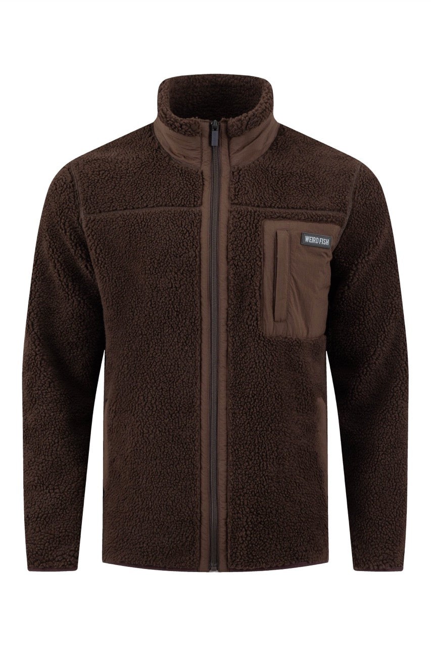 Weird Fish Mens Fletcher Full Zip Borg Fleece 203612 Chocolate Clothing M / Chocolate,L / Chocolate,XL / Chocolate