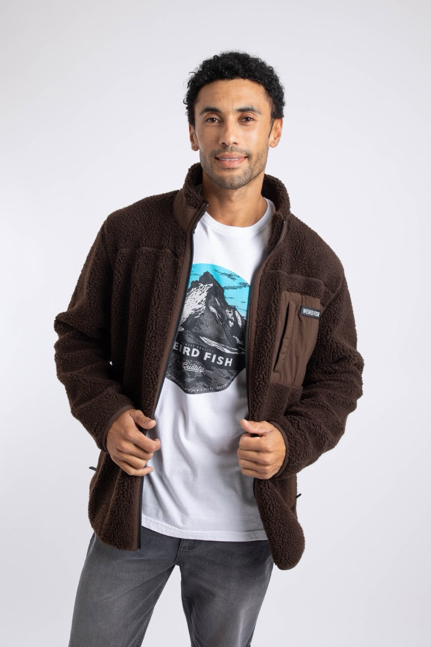 Weird Fish Mens Fletcher Full Zip Borg Fleece 203612 Chocolate Clothing M / Chocolate,L / Chocolate,XL / Chocolate