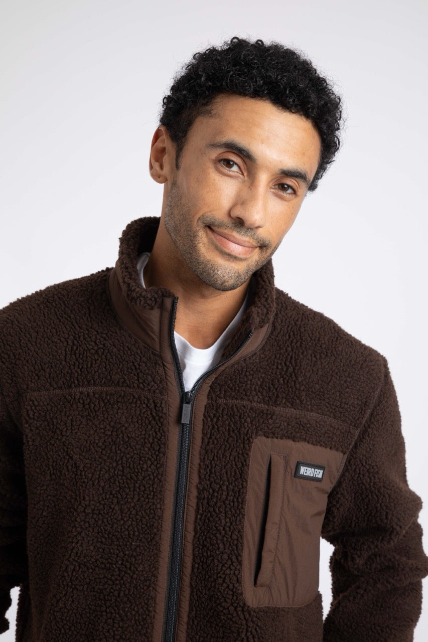 Weird Fish Mens Fletcher Full Zip Borg Fleece 203612 Chocolate Clothing M / Chocolate,L / Chocolate,XL / Chocolate