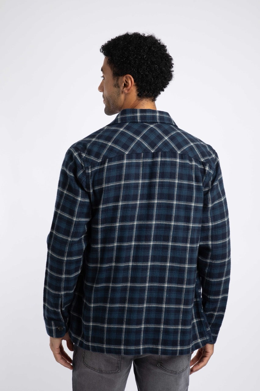 Weird Fish Mens Bosco Checked Over Shirt 203631 Midnight Clothing S / Blue,M / Blue,L / Blue,XL / Blue