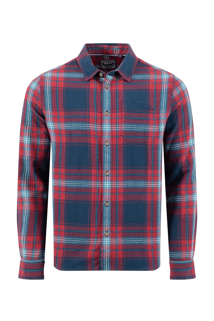 Weird Fish Mens Broxton Herringbone Check Shirt 203634 Burgundy Clothing S / Burgundy,M / Burgundy,L / Burgundy,XL / Burgundy