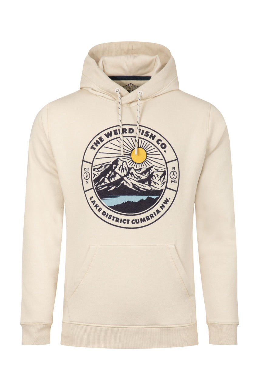 Weirdfish Mens Bryant Graphic Hoodie 204018 Eggshell