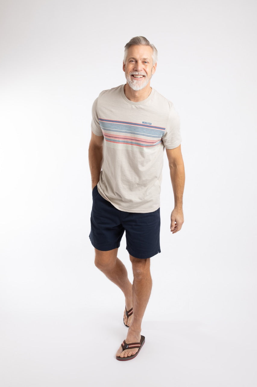 Weird Fish Mens Cody Stripe T-Shirt 204024 Eggshell