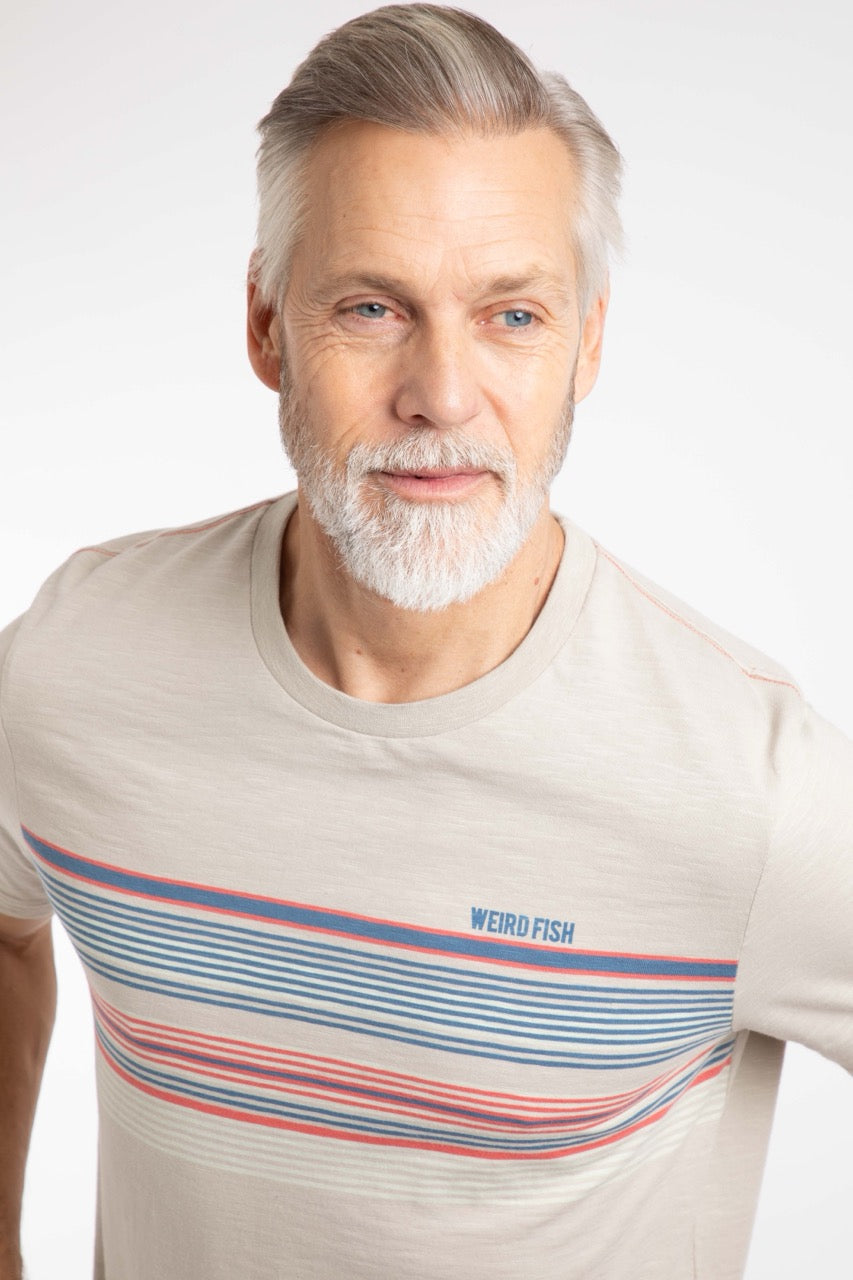 Weird Fish Mens Cody Stripe T-Shirt 204024 Eggshell