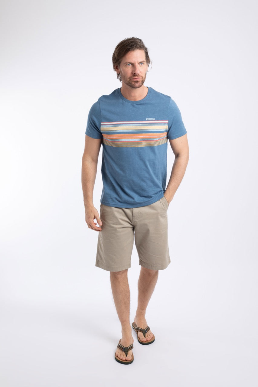Weird Fish Mens Cody Stripe T-Shirt 204024 Washed Blue