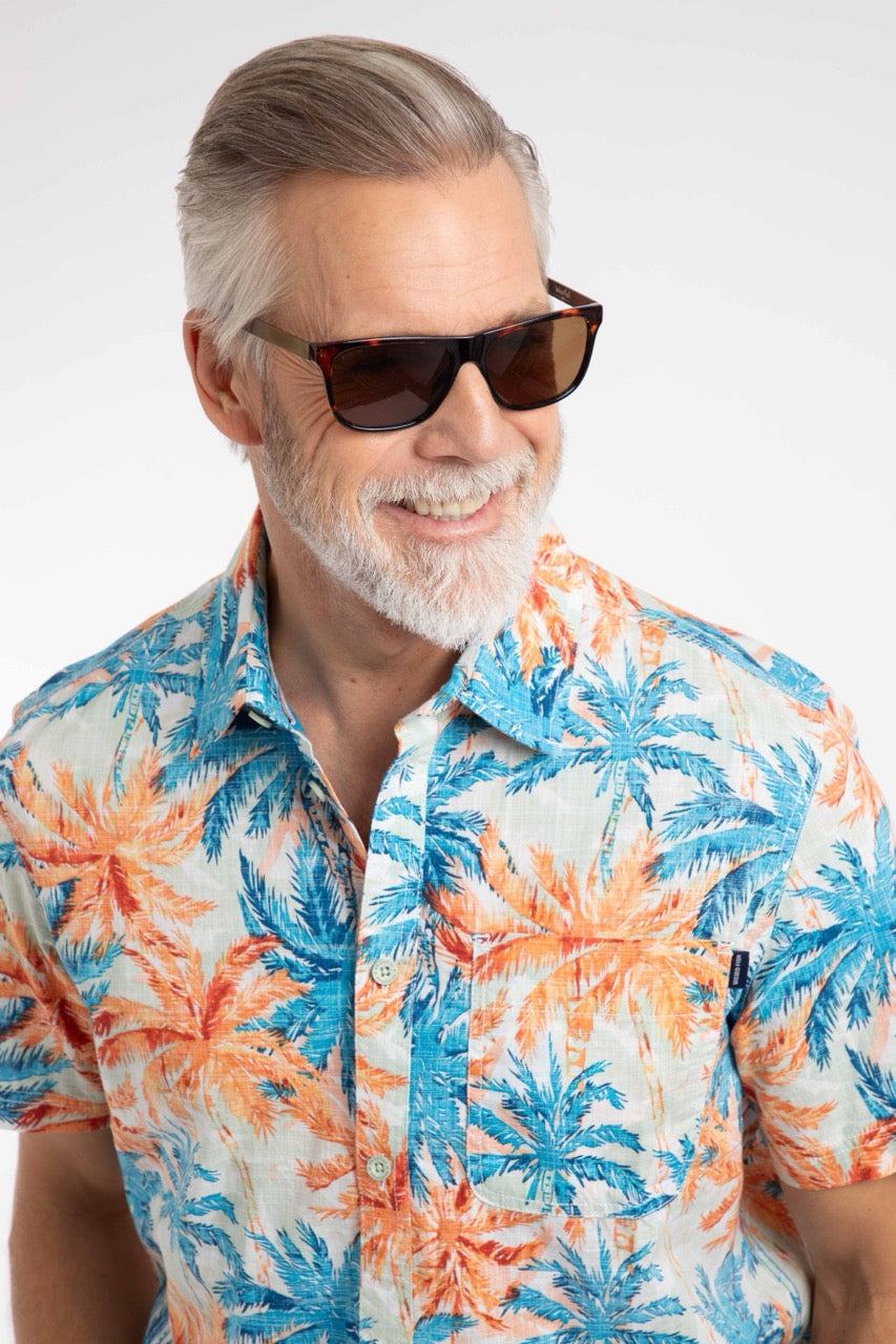 Weirdfish Mens Faraway Shirt 204025 Paprika Blue Palms