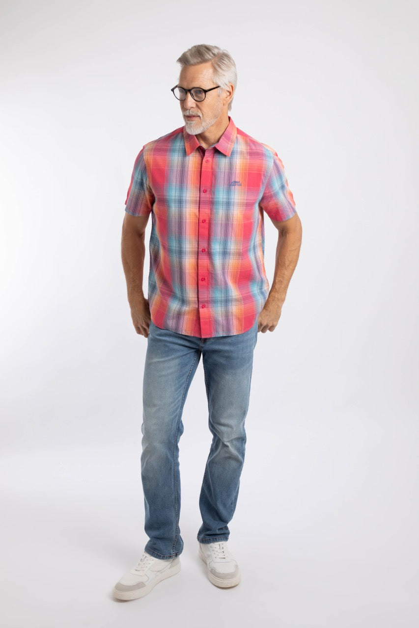 Weird Fish Mens Judd Check Shirt 204030 Flamingo