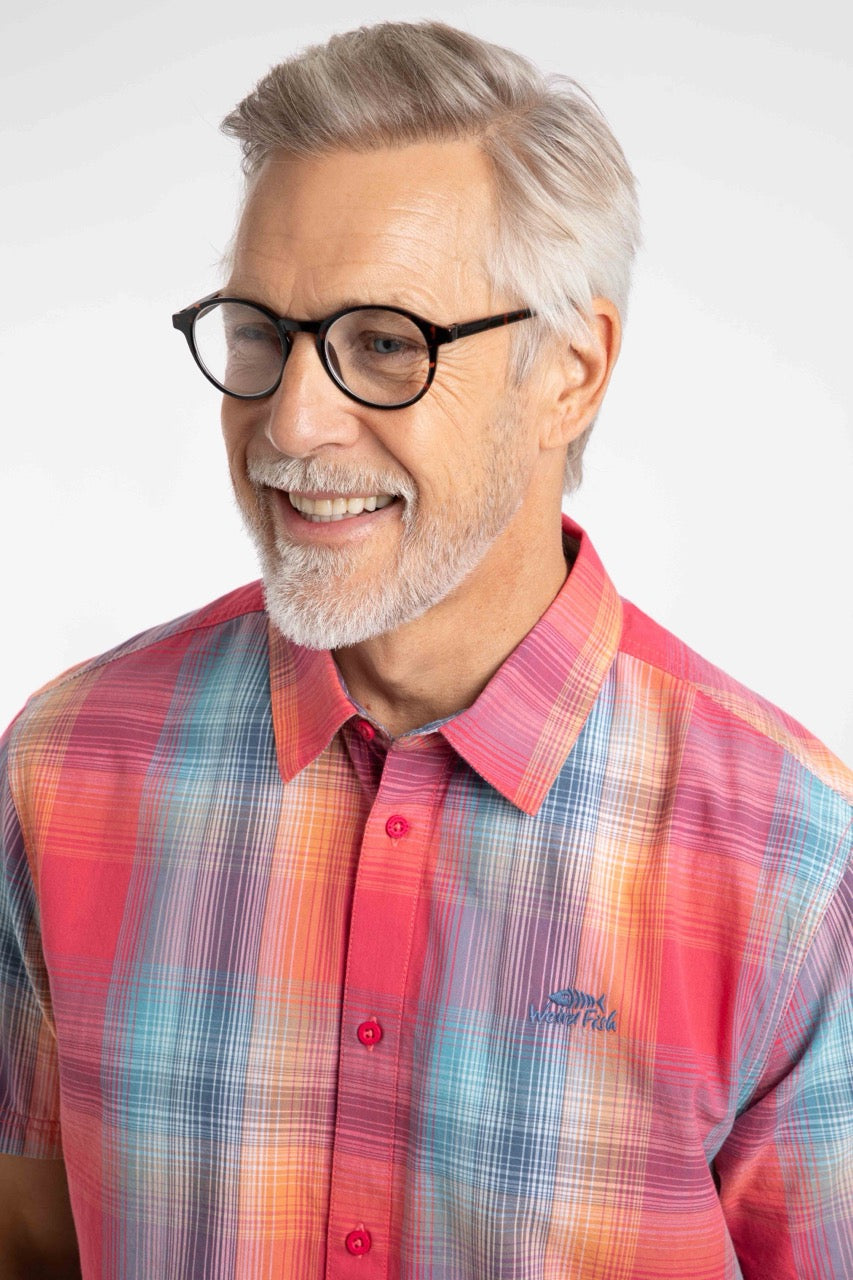 Weird Fish Mens Judd Check Shirt 204030 Flamingo