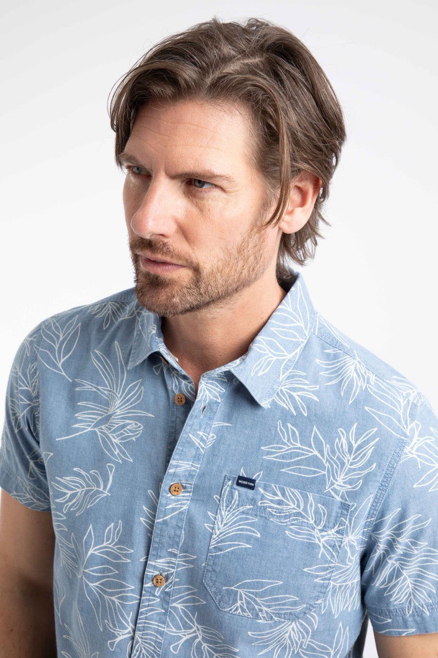 Weirdfish Mens Russell Shirt 204031 Chambray