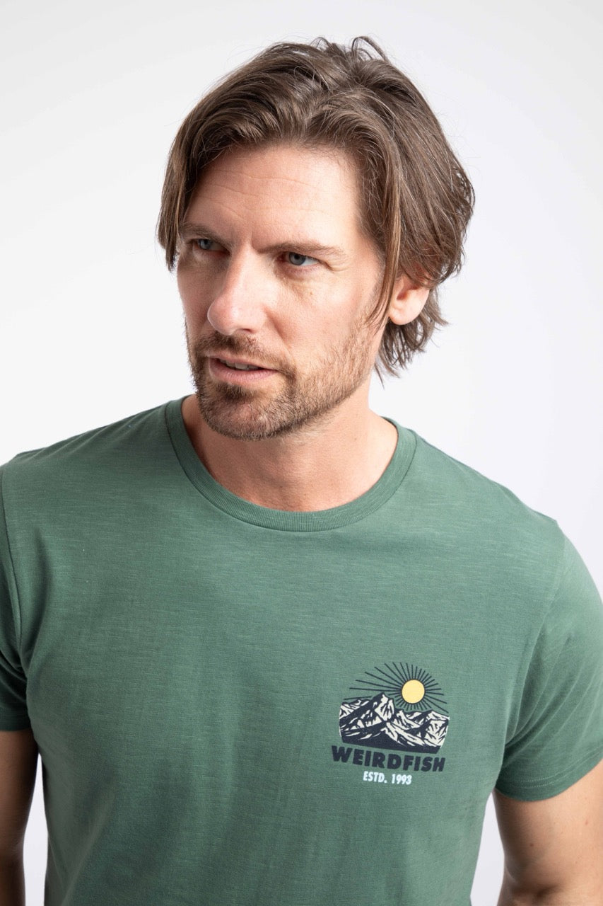 Weirdfish Mens Lake District T-Shirt 204034 Dusky Green