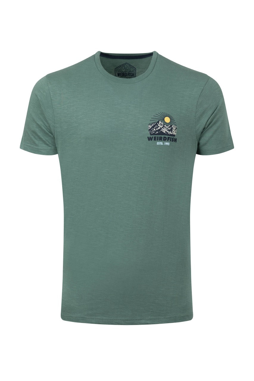 Weirdfish Mens Lake District T-Shirt 204034 Dusky Green