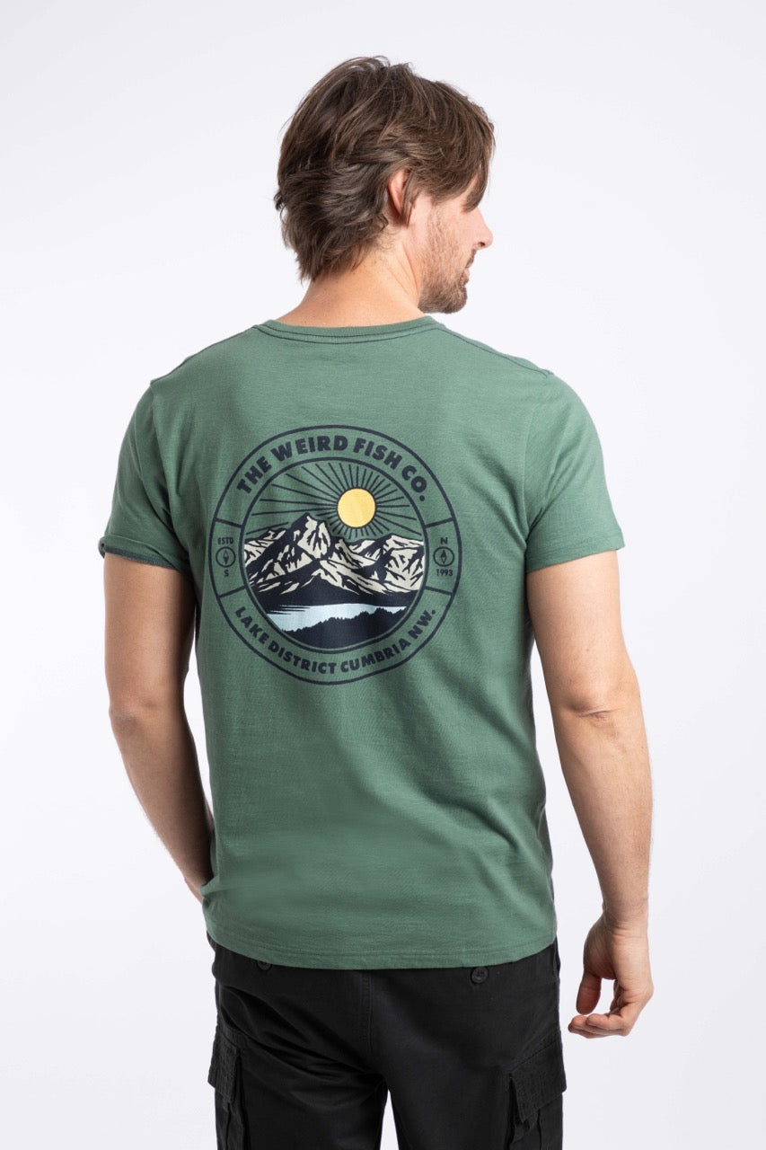 Weirdfish Mens Lake District T-Shirt 204034 Dusky Green
