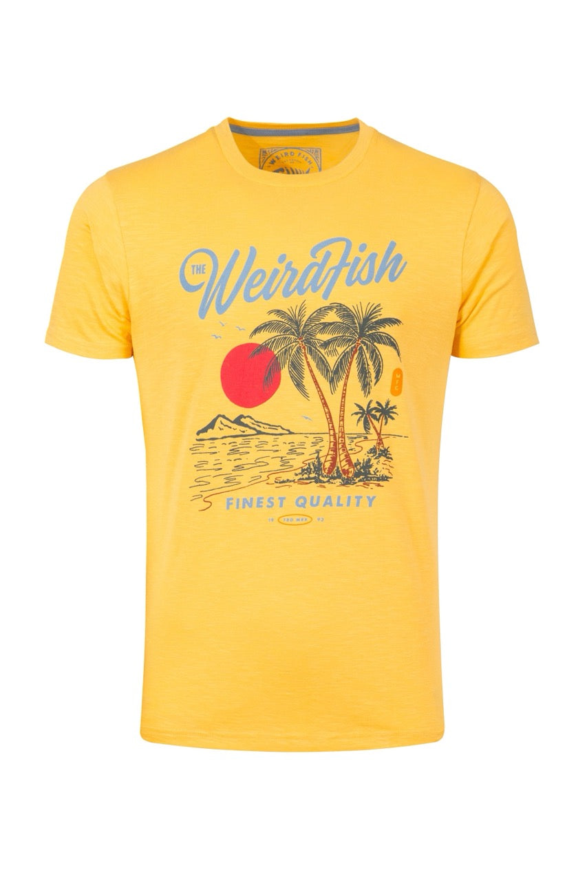 Weird Fish Mens Palm Island T-Shirt 204035 Yellow Clothing M / Yellow,L / Yellow,XL / Yellow,XXL / Yellow