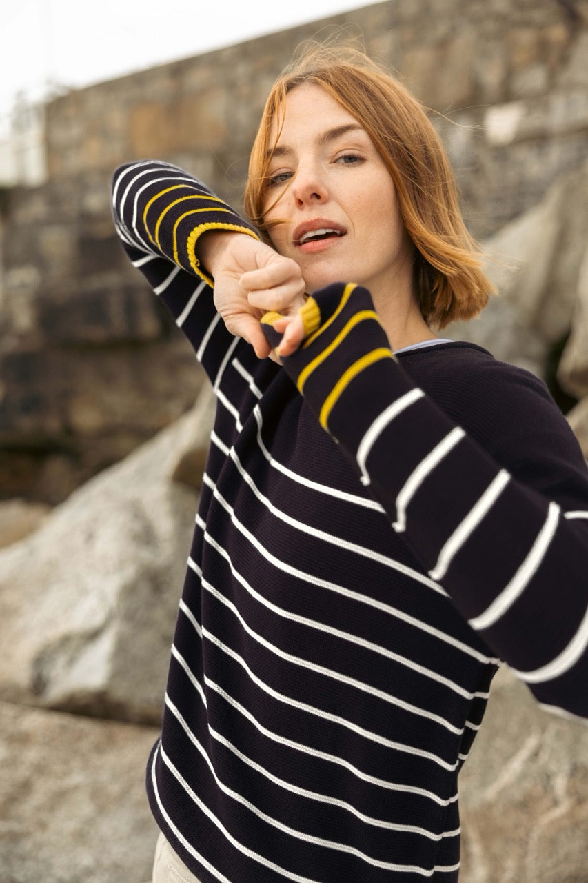 Weirdfish Women Sutton Stripe Jumper 204039 Navy