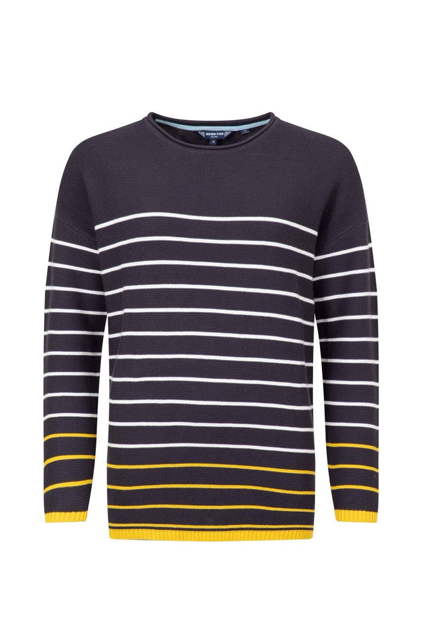 Weirdfish Women Sutton Stripe Jumper 204039 Navy