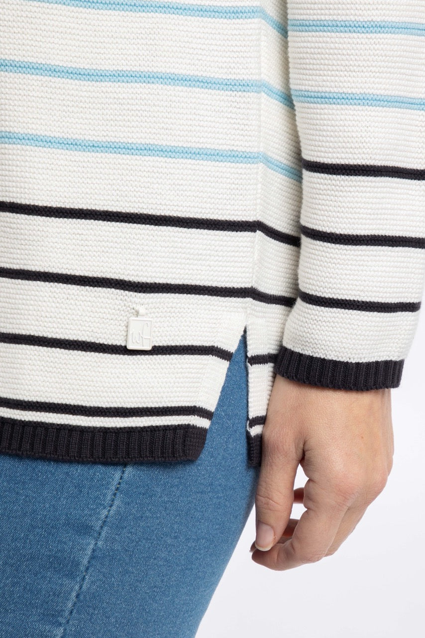 Weirdfish Women Sutton Stripe Jumper 204039 Cream Sky