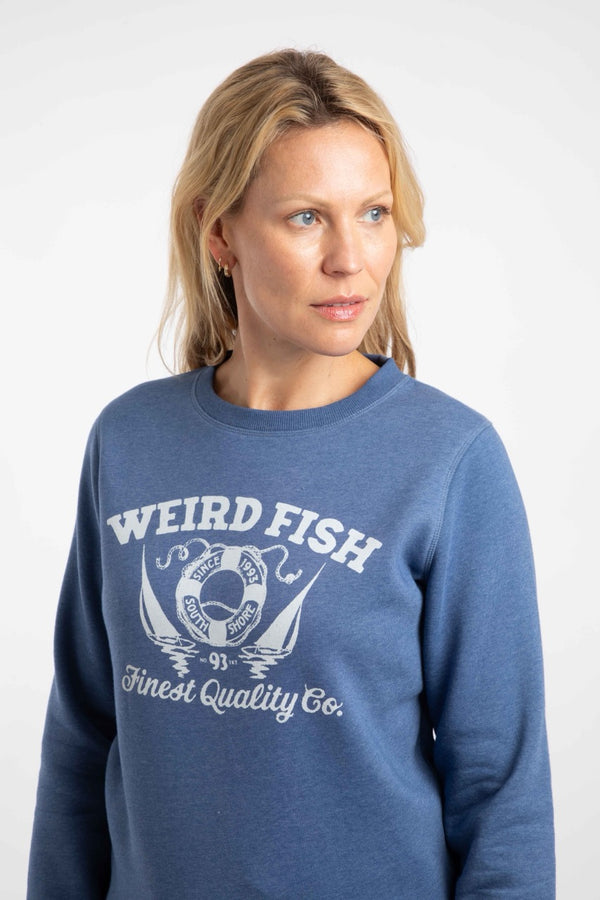 Weird Fish Womens Aurora Sweatshirt 204064 Faded Blue - Koast Clothing
