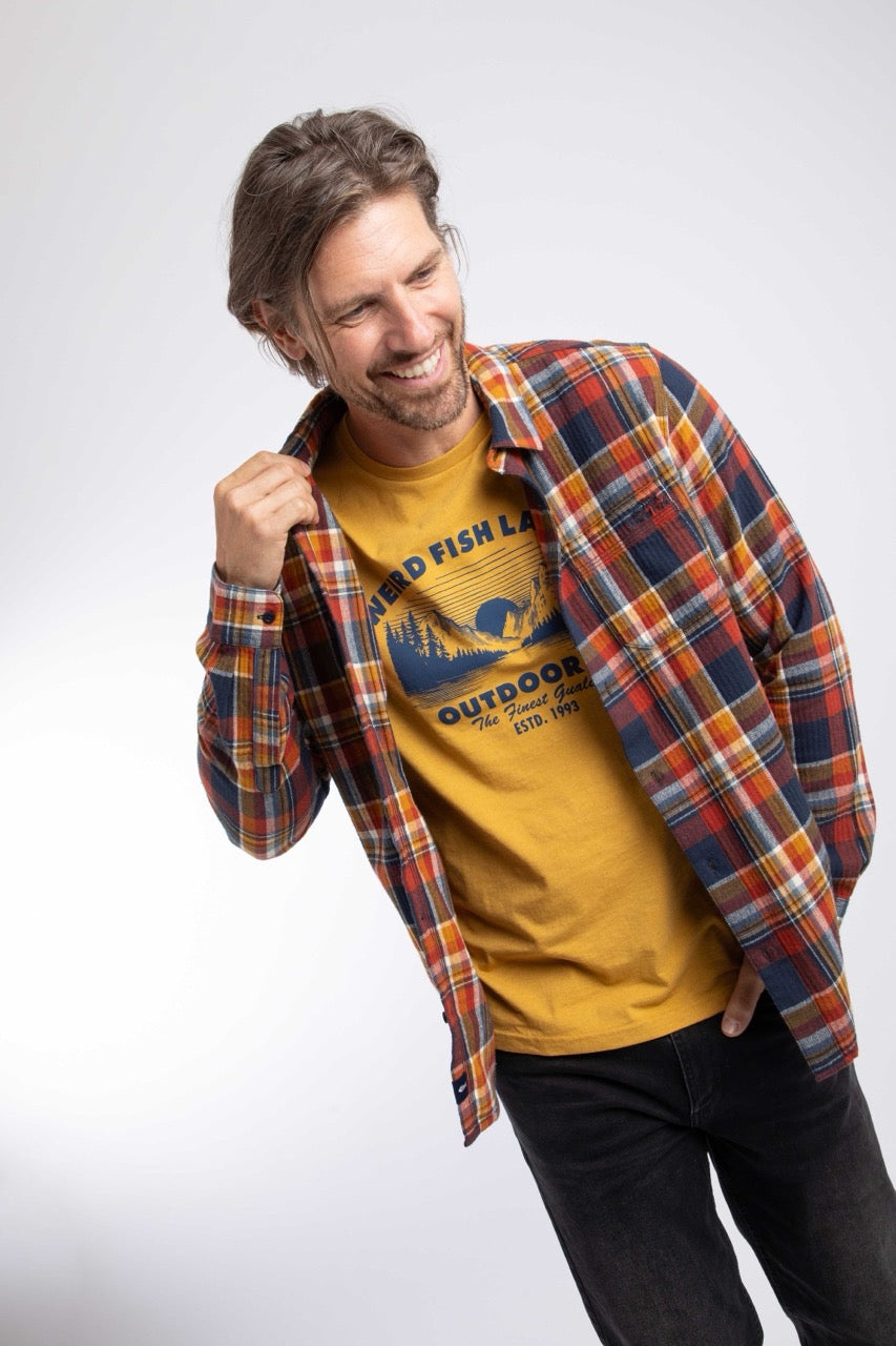 Weird Fish Mens Broxton Check Shirt 204347 Pumpkin