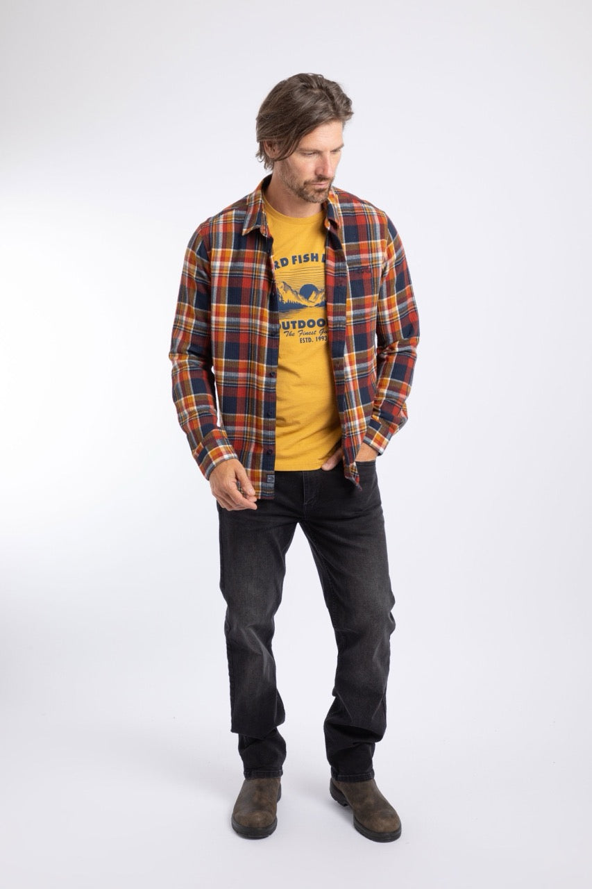 Weird Fish Mens Broxton Check Shirt 204347 Pumpkin