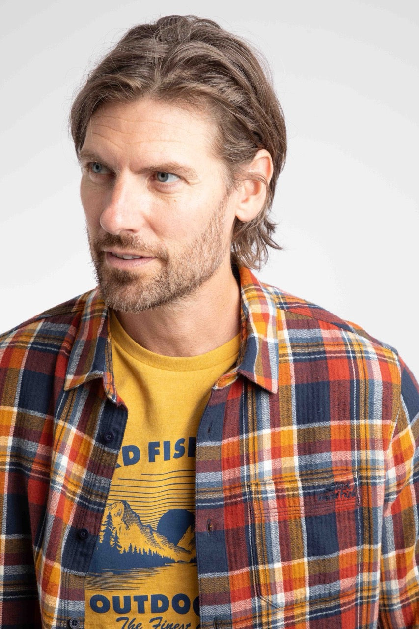 Weird Fish Mens Broxton Check Shirt 204347 Pumpkin