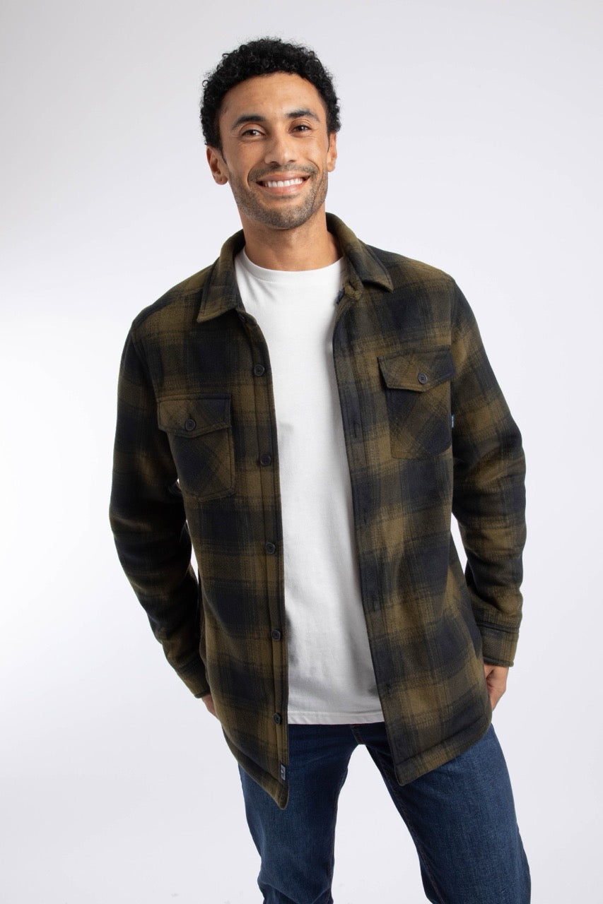 Weird Fish Mens Tyburn Check Fleece Shacket 204351 Olive Clothing S / Olive,M / Olive,L / Olive,XL / Olive