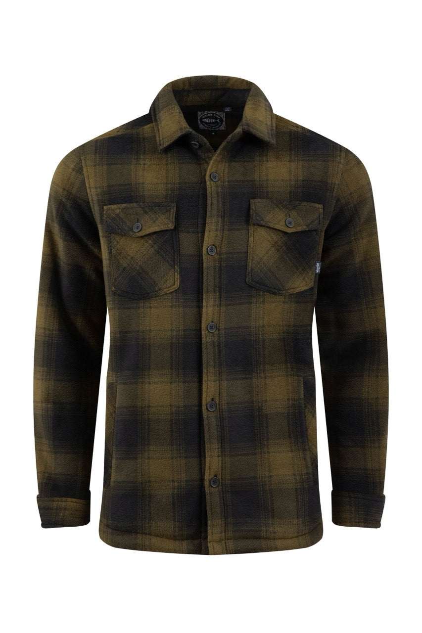 Weird Fish Mens Tyburn Check Fleece Shacket 204351 Olive Clothing S / Olive,M / Olive,L / Olive,XL / Olive
