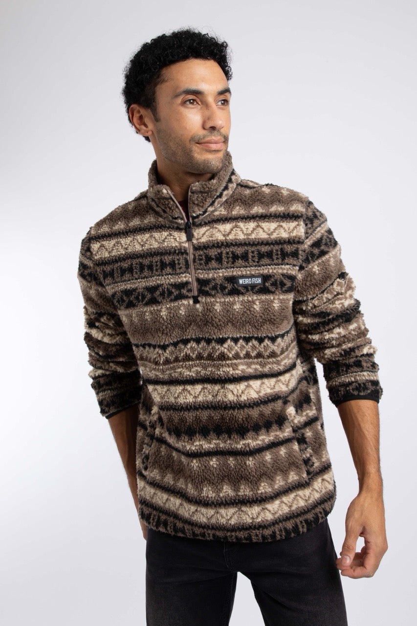 Weird Fish Mens Nash Jacquard Borg Fleece 204359 Natural Clothing M / Natural,L / Natural,XL / Natural