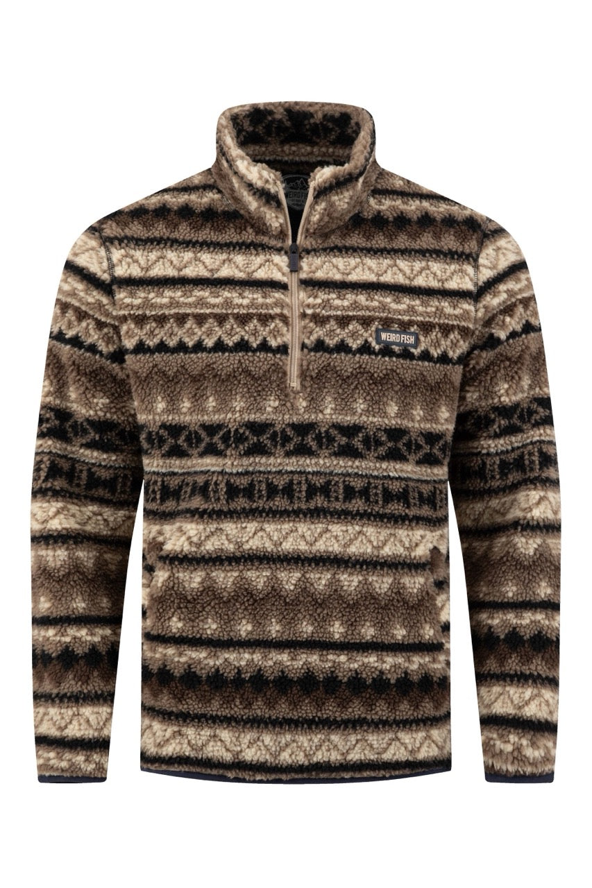 Weird Fish Mens Nash Jacquard Borg Fleece 204359 Natural Clothing M / Natural,L / Natural,XL / Natural