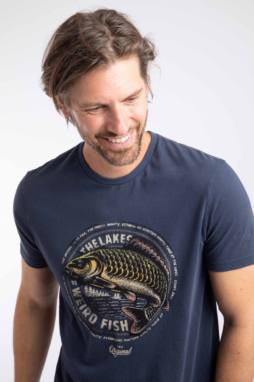 Weird Fish Mens Carpe Heritage T-Shirt 204363 Navy Clothing S / Navy,M / Navy,L / Navy,XL / Navy