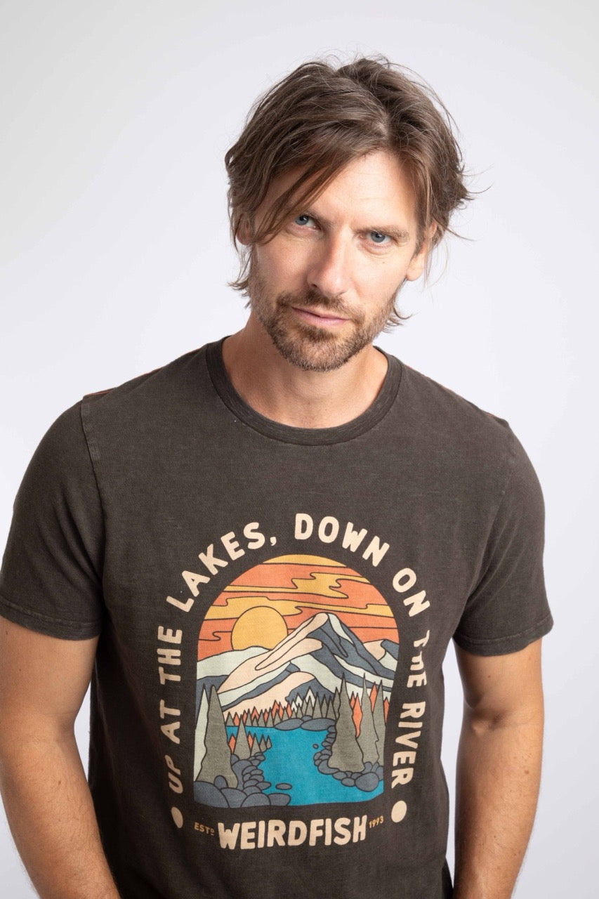 Weird Fish Mens Up The Lakes T-Shirt Chocolate Clothing S / Chocolate,M / Chocolate,L / Chocolate,XL / Chocolate
