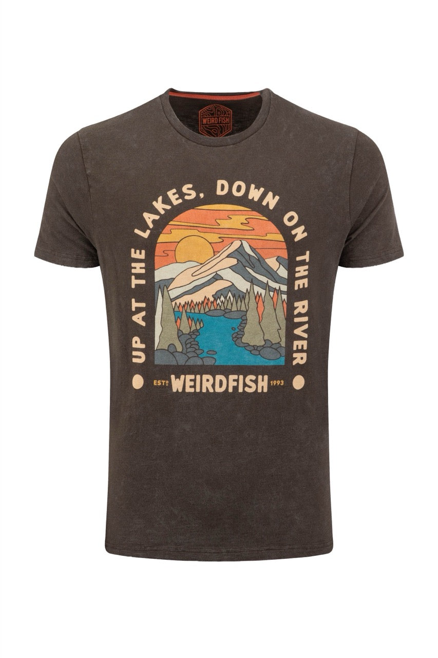 Weird Fish Mens Up The Lakes T-Shirt Chocolate Clothing S / Chocolate,M / Chocolate,L / Chocolate,XL / Chocolate