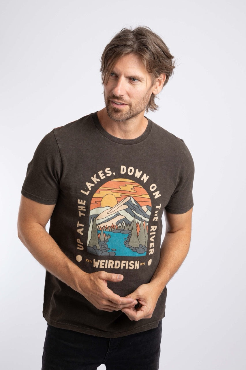 Weird Fish Mens Up The Lakes T-Shirt Chocolate Clothing S / Chocolate,M / Chocolate,L / Chocolate,XL / Chocolate