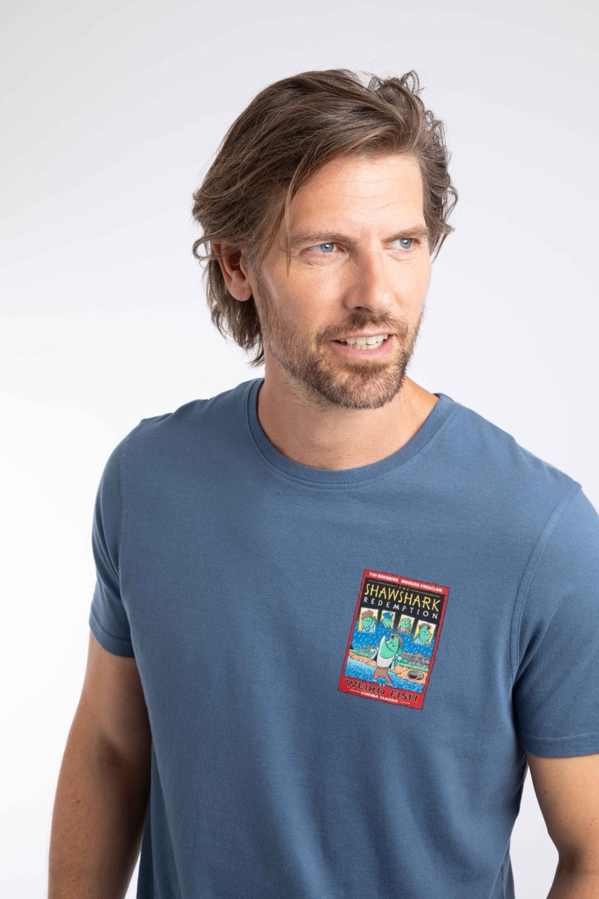Weird Fish Mens Shawshark Redemption T-Shirt 204374 Blue Clothing S / Blue,M / Blue,L / Blue,XL / Blue