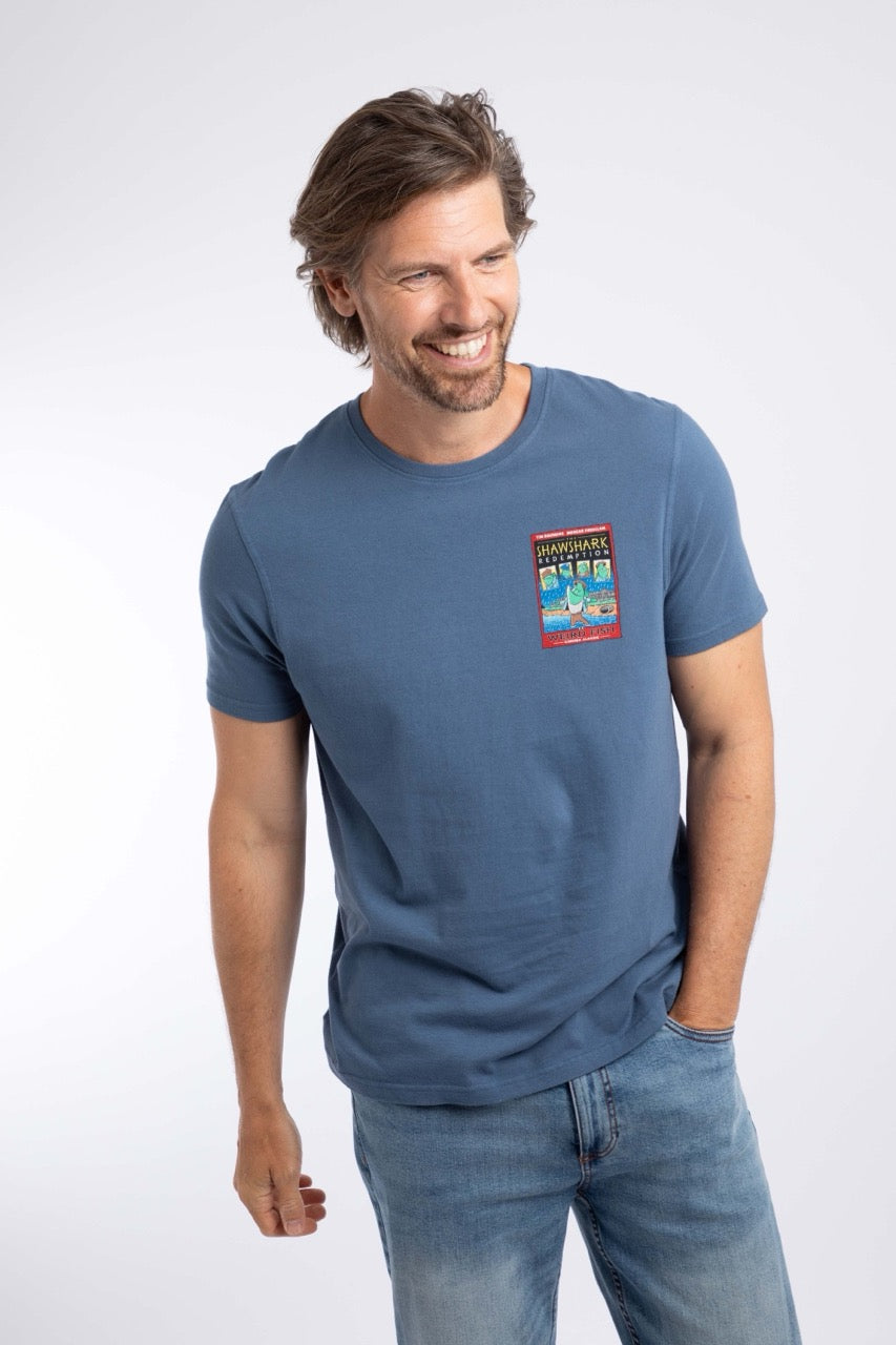 Weird Fish Mens Shawshark Redemption T-Shirt 204374 Blue Clothing S / Blue,M / Blue,L / Blue,XL / Blue